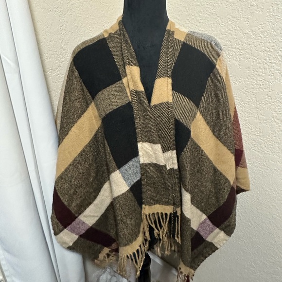 Plaid Multicolor wrap Shawl - Picture 1 of 5